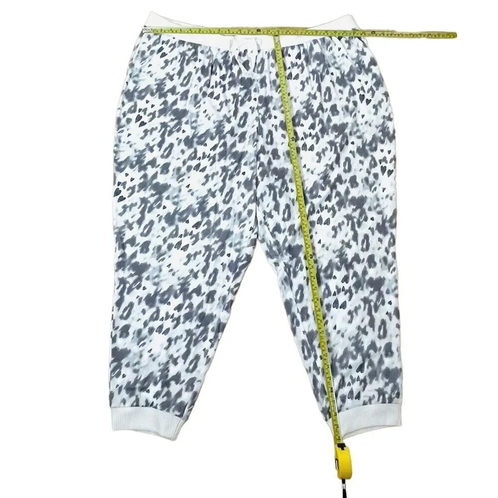 NWT Plus Size 3X Sonoma 2,Pc V-Neck Pajama Top & Pants Sleep Set Gray Leopard